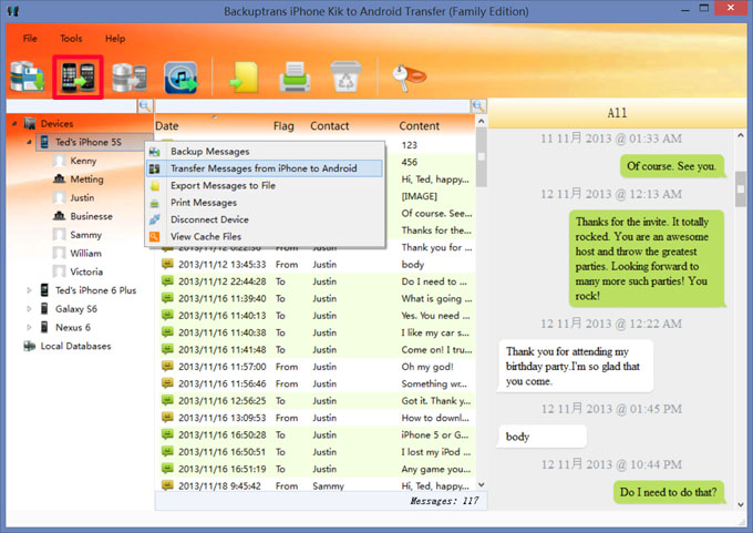 Copy All Kik Messages from iPhone to Android